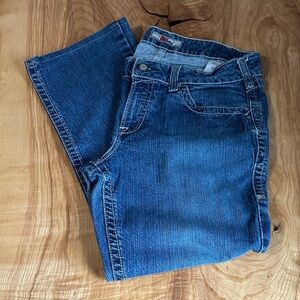 Women’s Ariat FR Jeans Mid Rise Boot 33 hemmed.